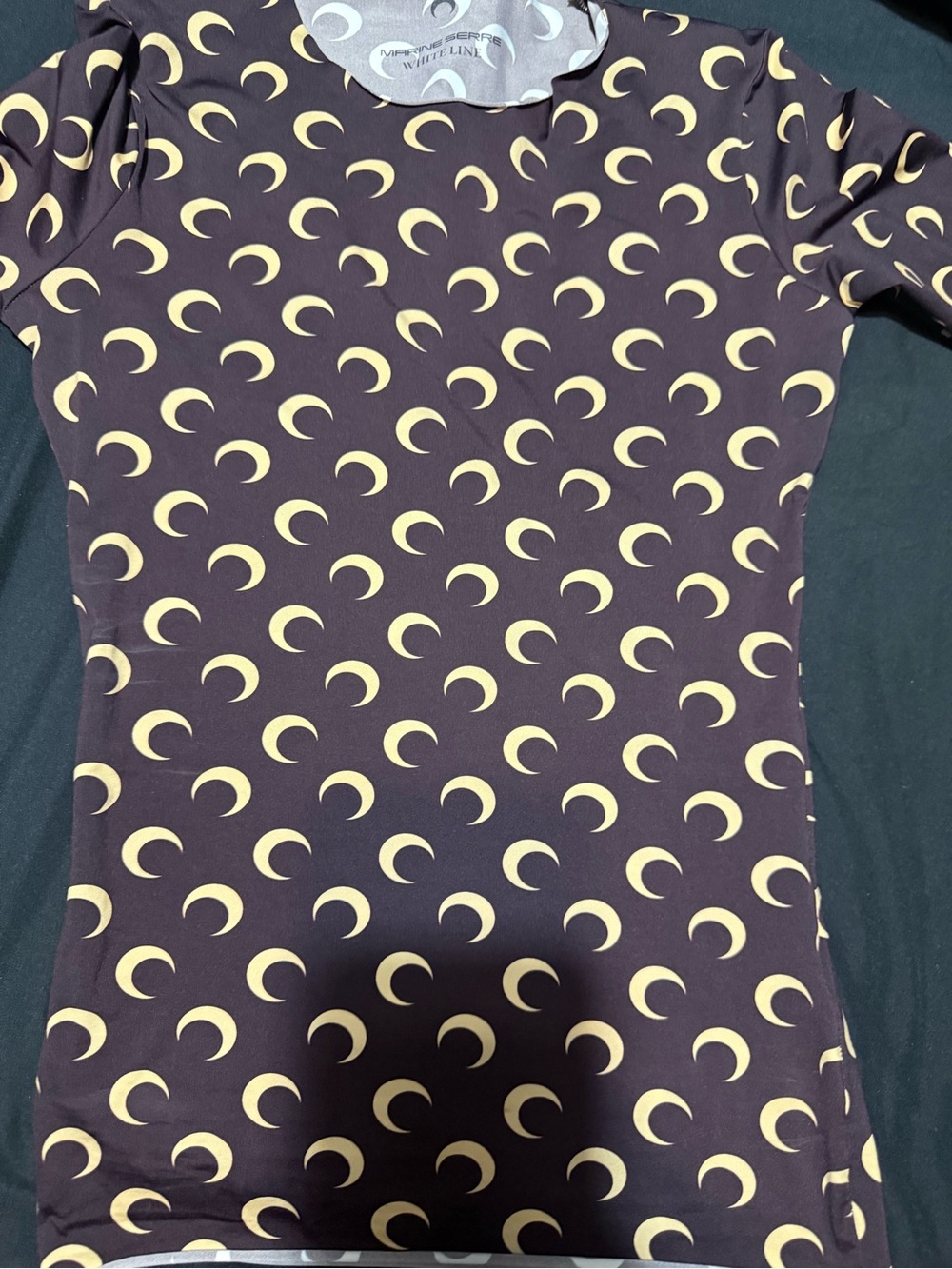 Marine Serre Crescent Moon Short Sleeve Top — Brown & Cream